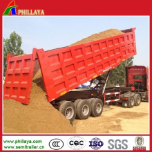 Sand Gravel Transport Box Dumper Semi Truck Dump Bañera de remolque